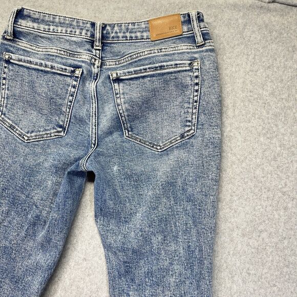 BKE Stella Slim Fit Low Rise Flare Jeans Women’s 28x32 Stone Wash Open Hem - Picture 12 of 16